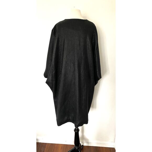Josie Natori Black Ottoman Shine Coat Short Sleeve Kimono Cover-Up Sz L - Picture 4 of 11
